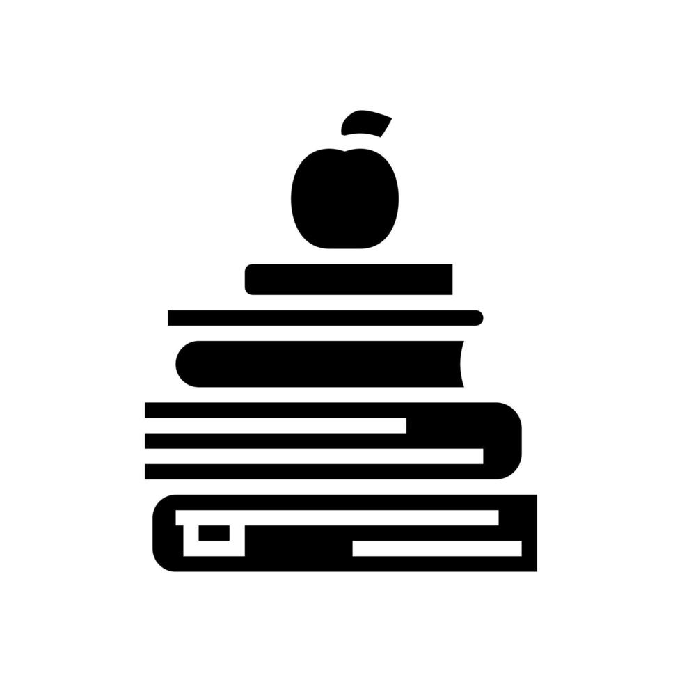 educatieve boeken en appel glyph pictogram vectorillustratie vector