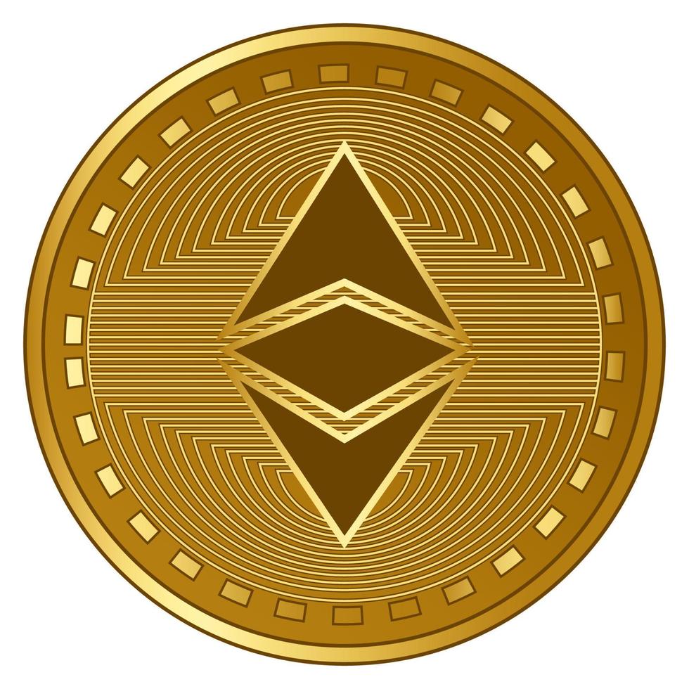 gouden futuristische ethereum klassieke cryptocurrency munt vectorillustratie vector
