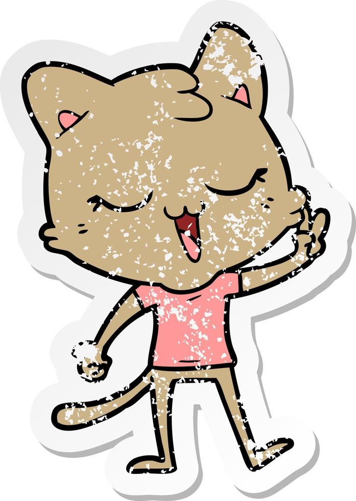 noodlijdende sticker van een cartoonkat vector