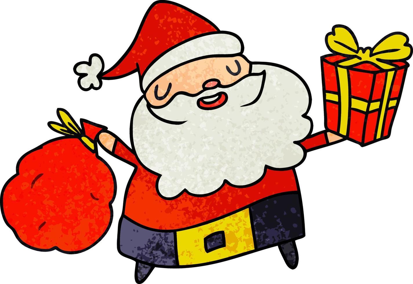 kerst getextureerde cartoon van kawaii santa vector