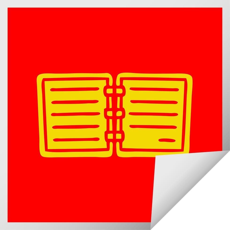 vierkante peeling sticker cartoon notitieboek vector