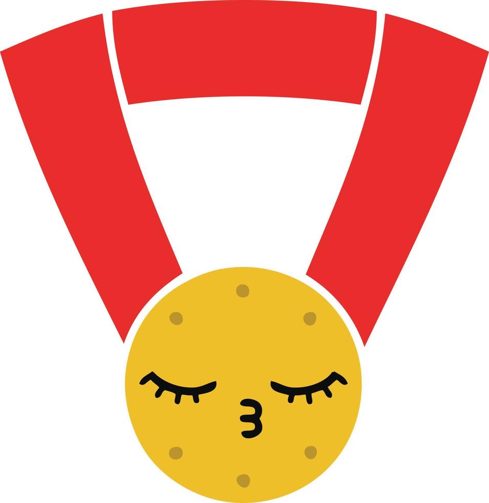 platte kleur retro cartoon gouden medaille vector