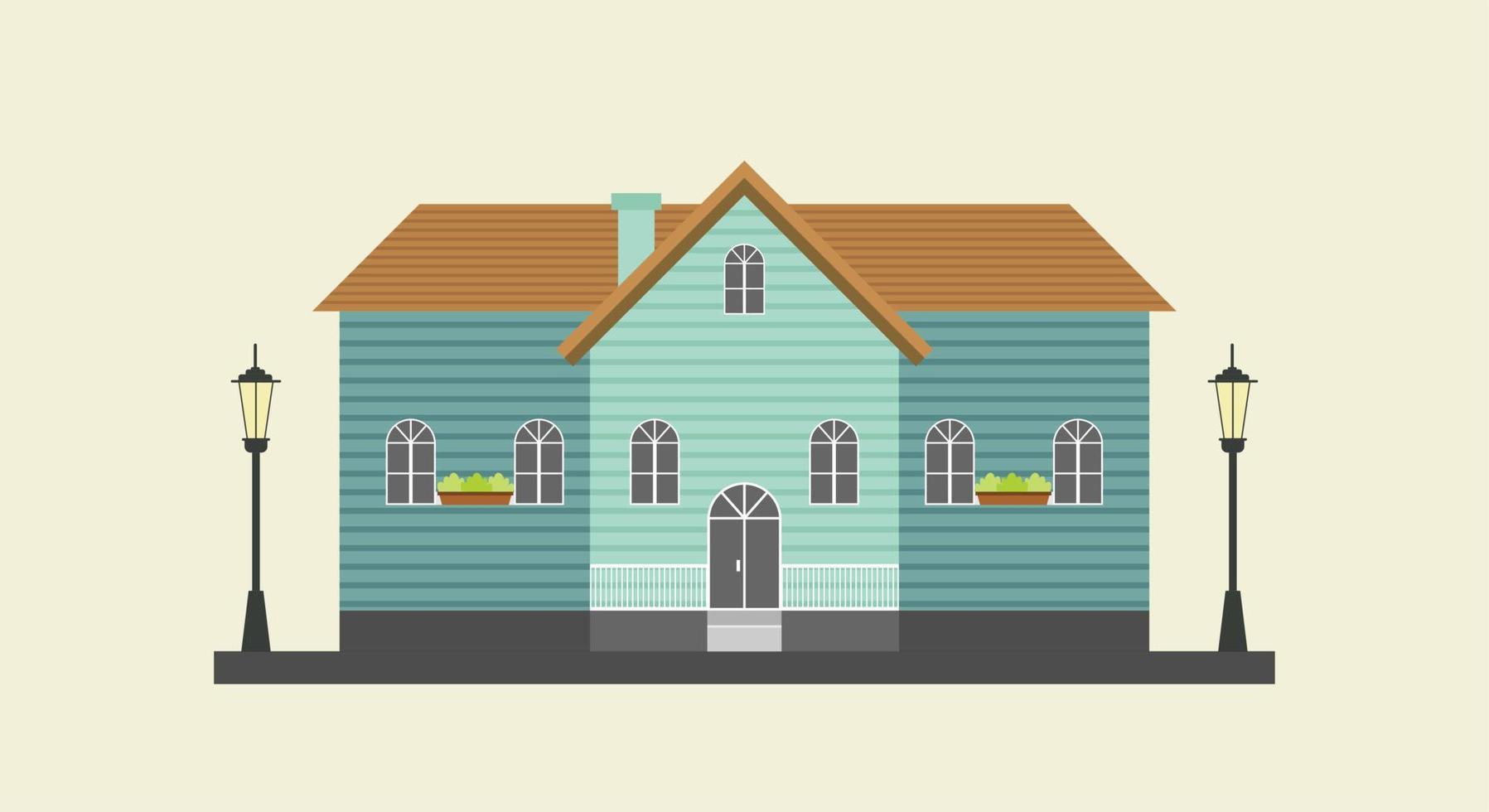 huis plat ontwerp stedelijk landschap vectorillustratie. huis plat ontwerp stedelijk landschap vectorillustratie vector