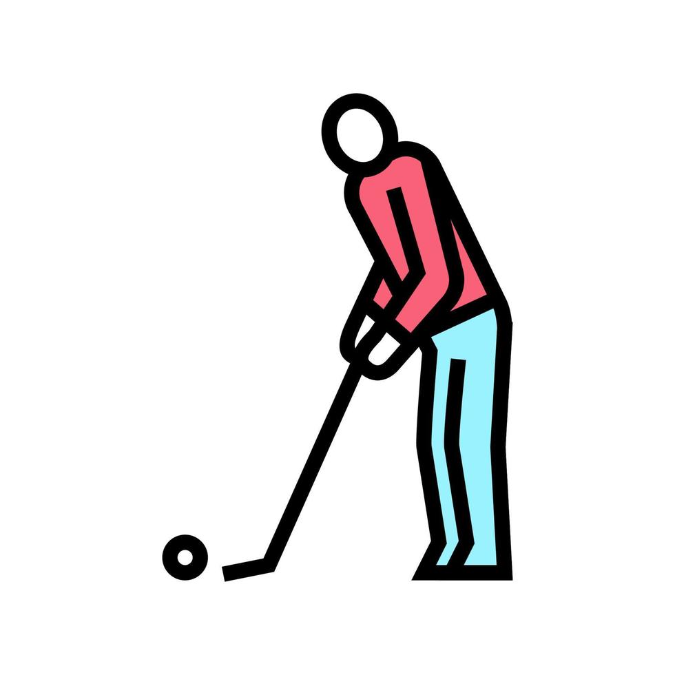 golfspeler speelspel en raken bal kleur pictogram vectorillustratie vector