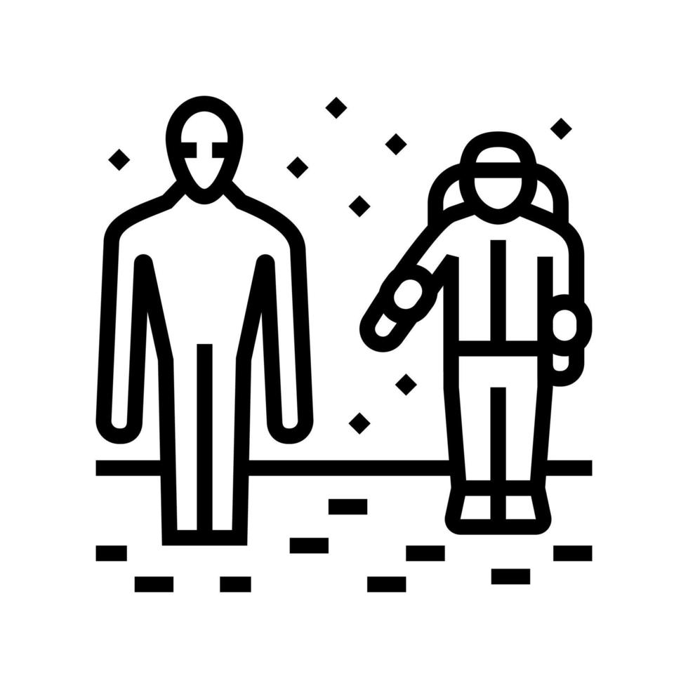 alien en astronaut lijn pictogram vectorillustratie vector