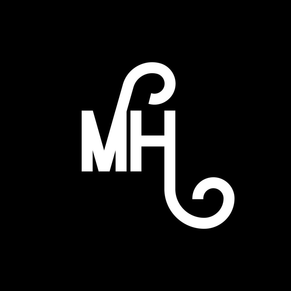 mh brief logo ontwerp. beginletters mh logo icoon. abstracte letter mh minimale logo ontwerpsjabloon. mh brief ontwerp vector met zwarte kleuren. mh-logo