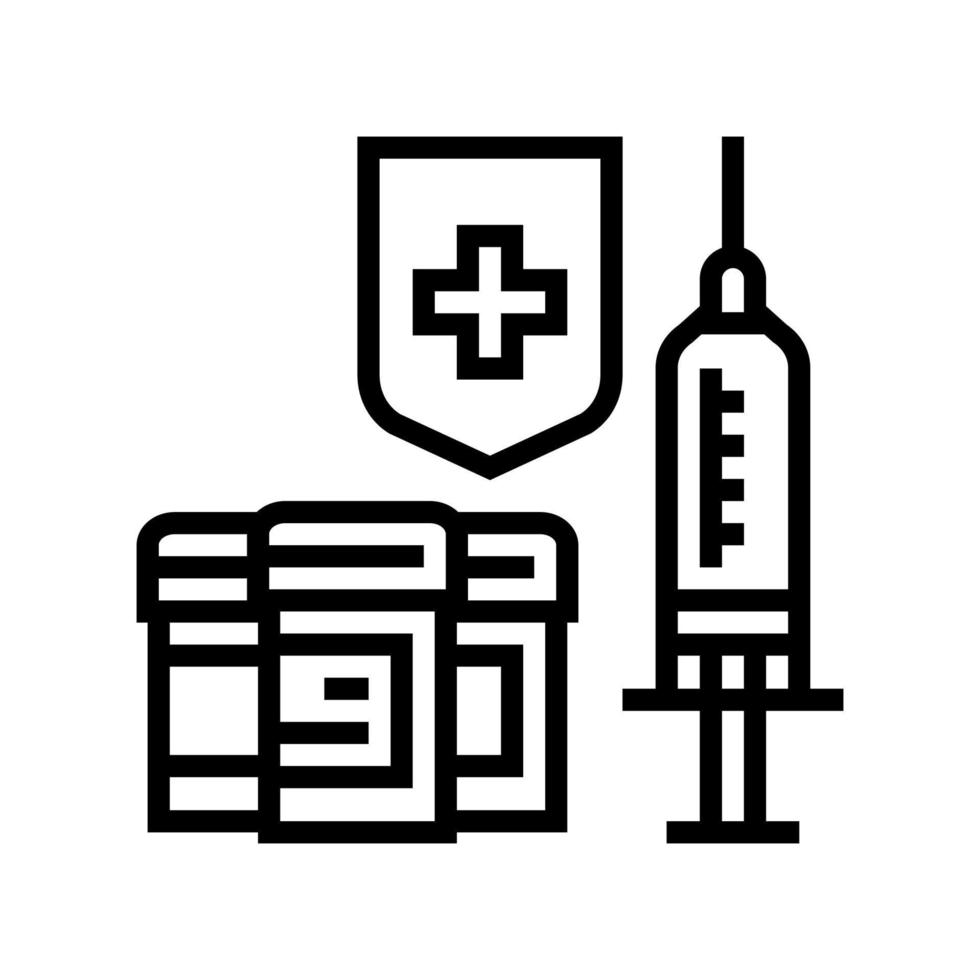 spuit medische behandeling en gezondheid beschermen lijn pictogram vectorillustratie vector