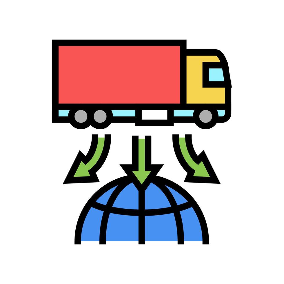 vrachtwagen levering wereld logistiek kleur pictogram vectorillustratie vector