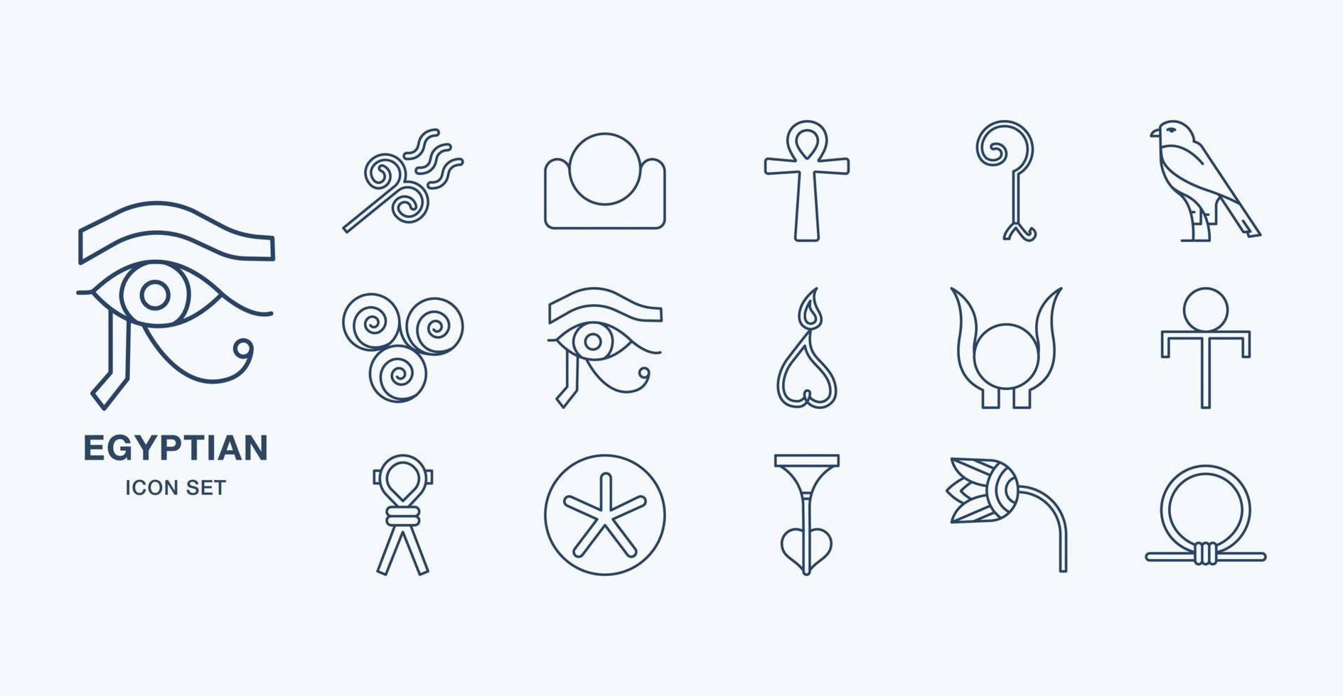 oude Egyptische symbolen schets icon set vector