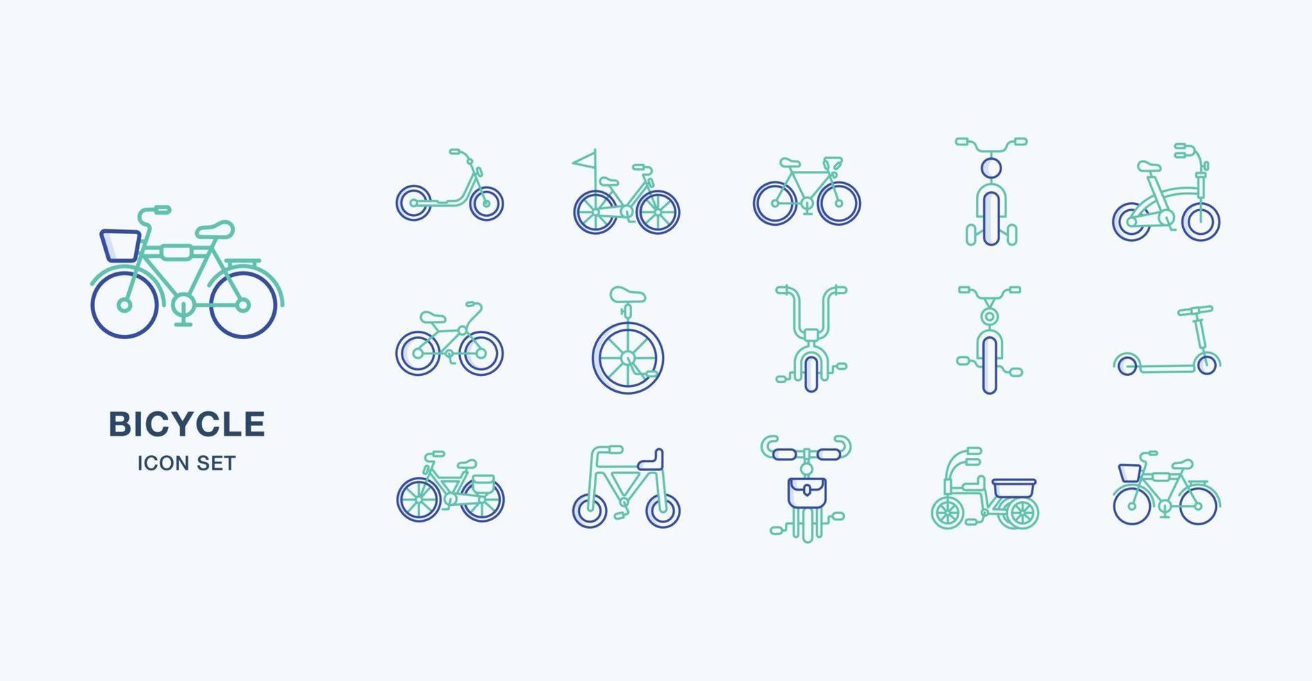 fietsoverzicht gekleurde pictogrammenset vector