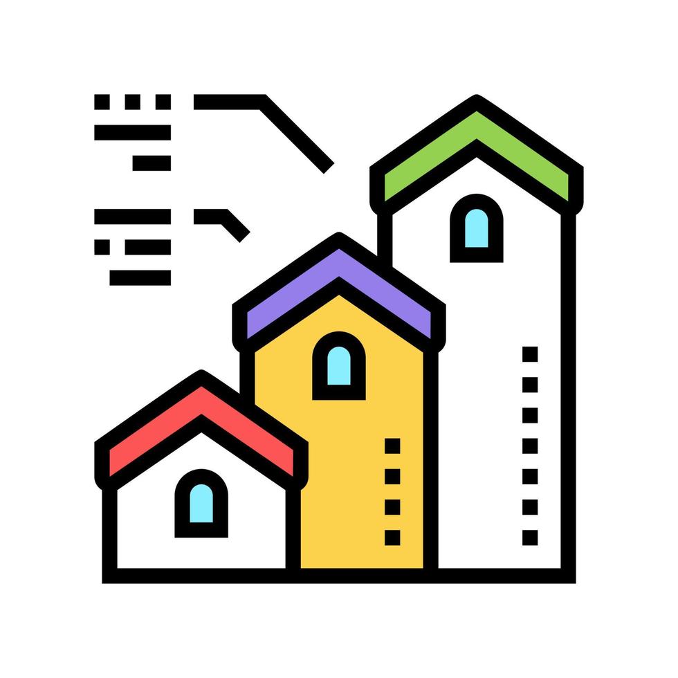 hypotheek van klein naar groot huis kleur pictogram vectorillustratie vector