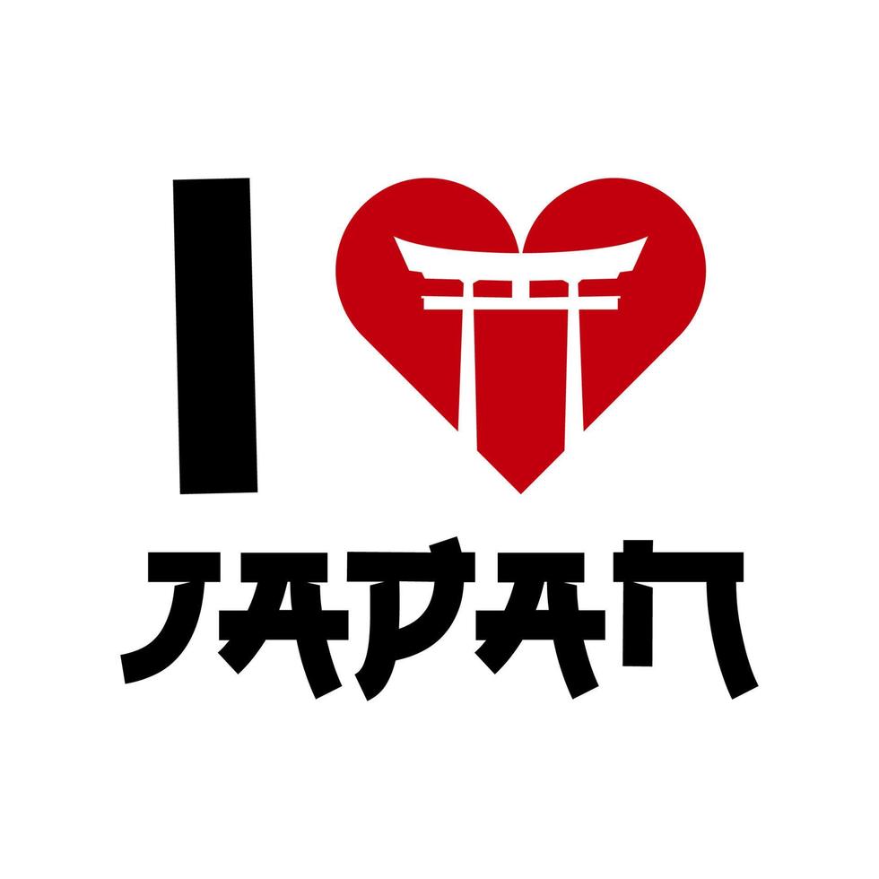 ik hou van japan logo symbool met torii japanse poort vector