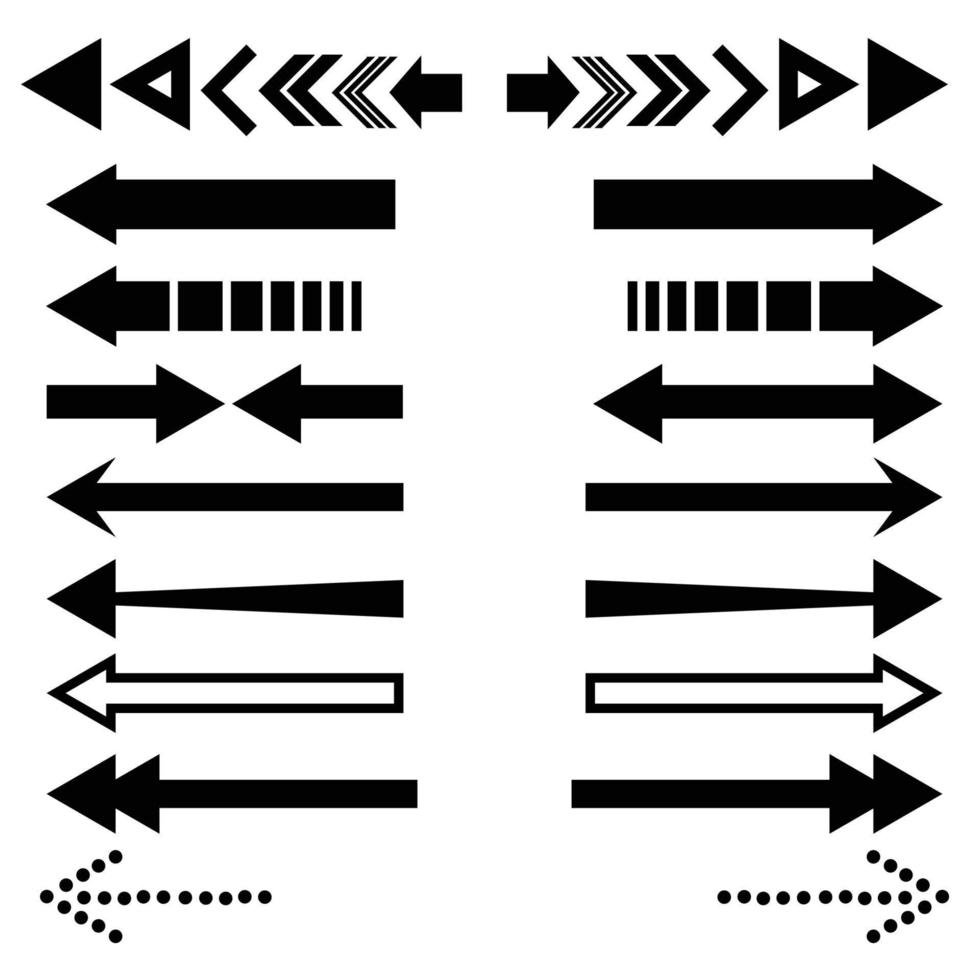 rechte platte pijlen vector icon set