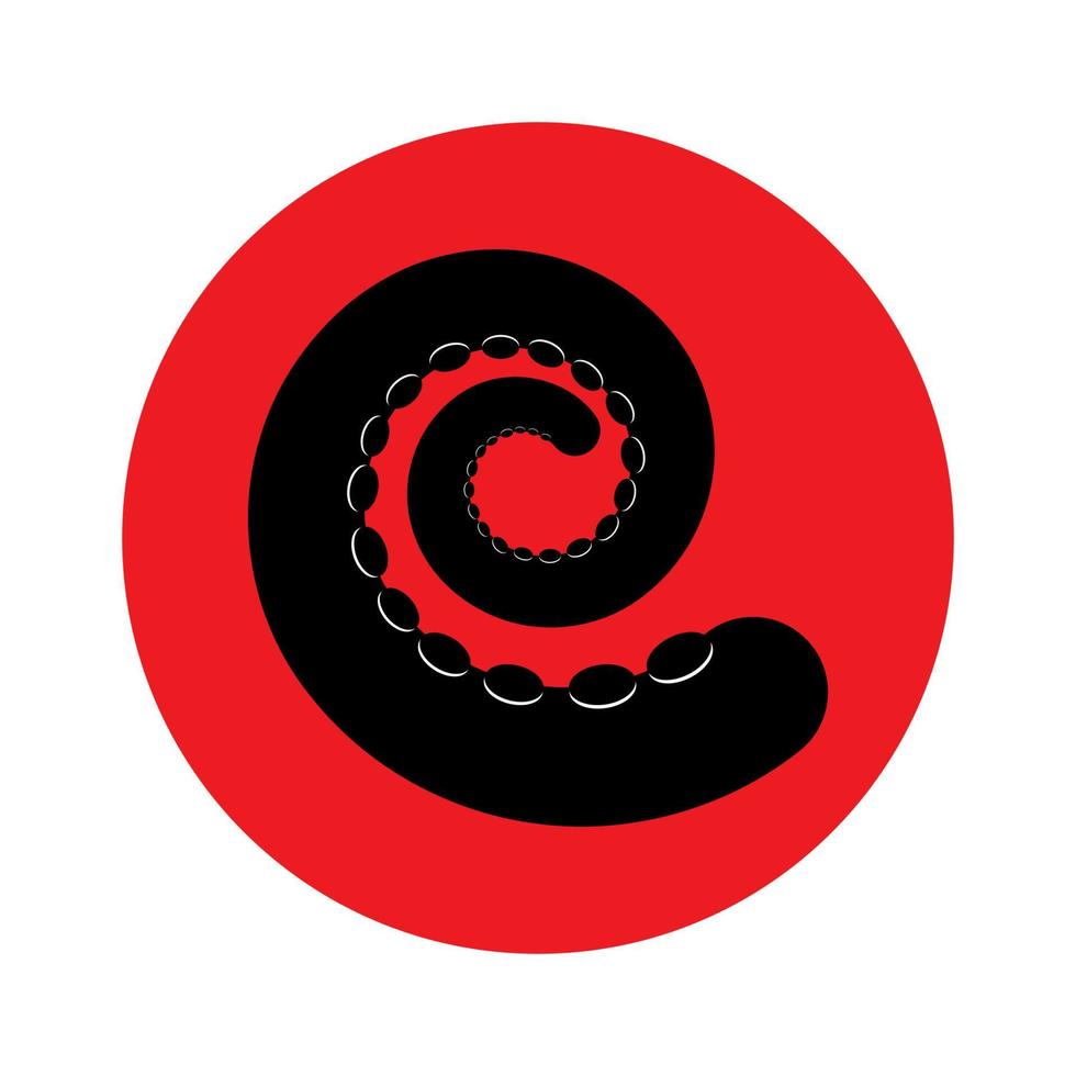 zwarte en rode octopus tentakel geschikt voor Japanse suhi logo sjabloon vector