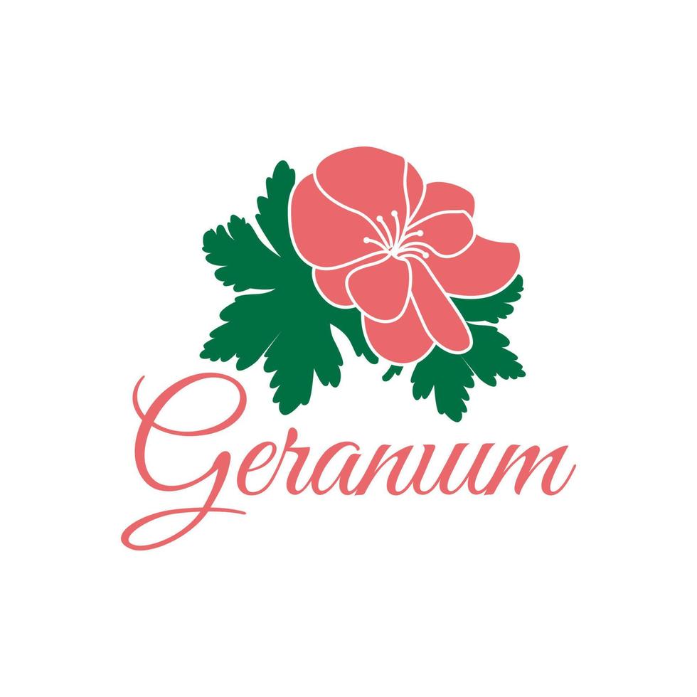 mooie vrouwelijke geranium bloem logo sjabloon vector