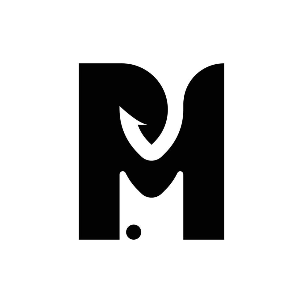 letter m haak en vis logo vector sjabloon