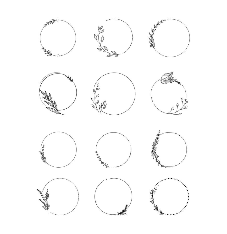 verzameling van natuur bloem frame cirkel vector