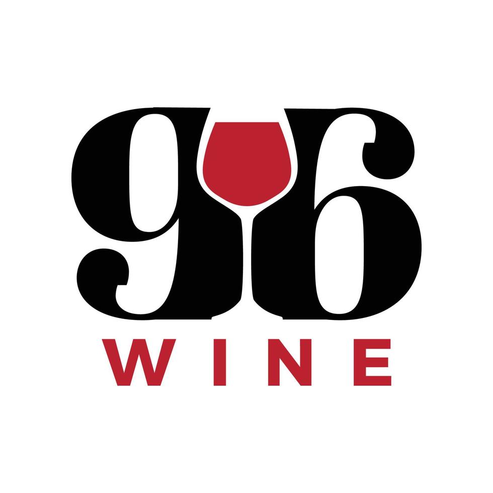 96-logo met vectorsjabloon voor wijnglas vector