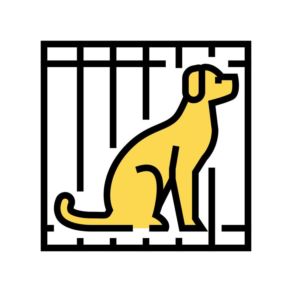 hond in kooi kleur pictogram vectorillustratie vector