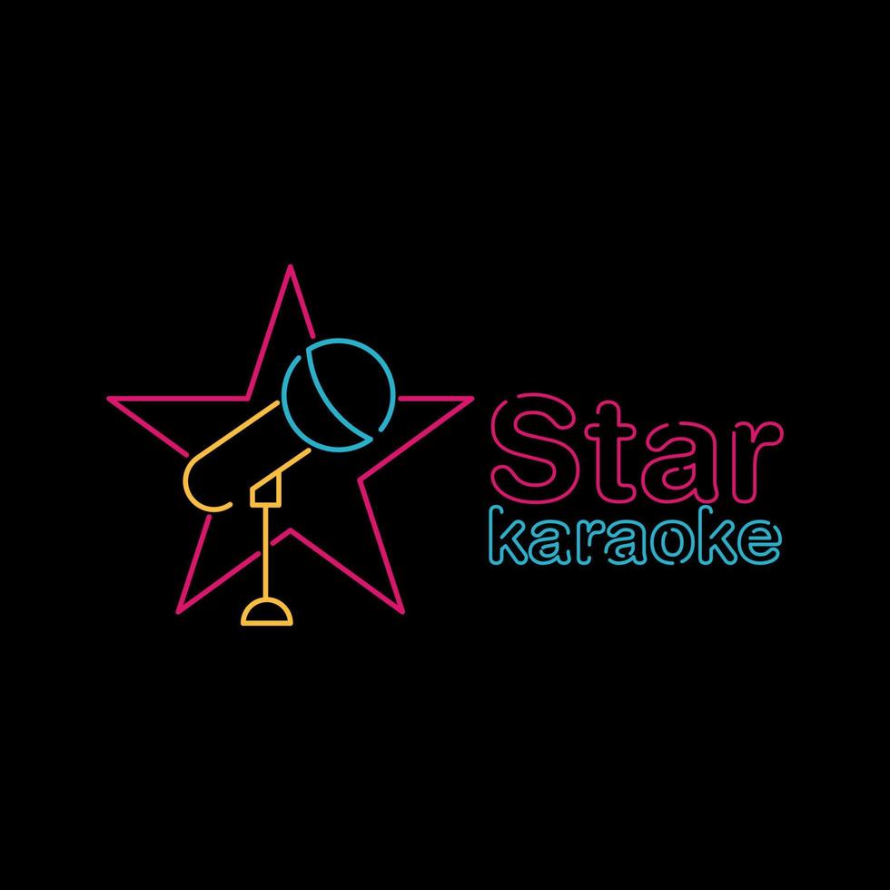 ster karaoke logo vector sjabloon met neon stijl