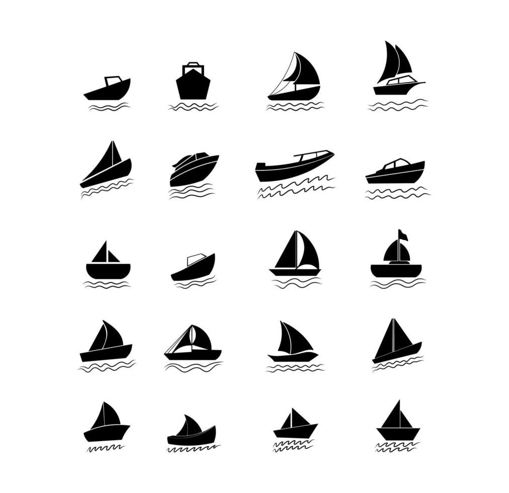 verzameling zeilbootsilhouet vector