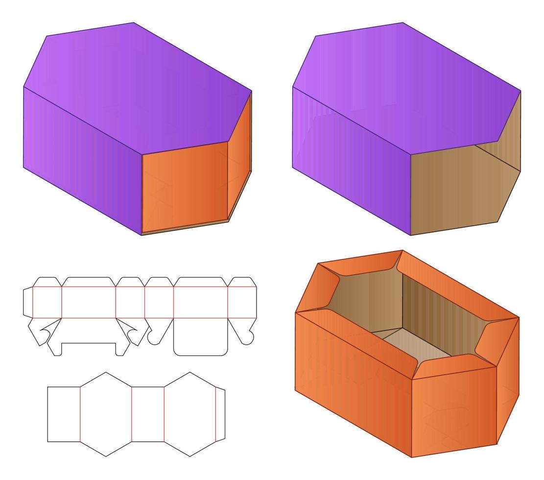 doos verpakking gestanst sjabloonontwerp. 3D-model vector