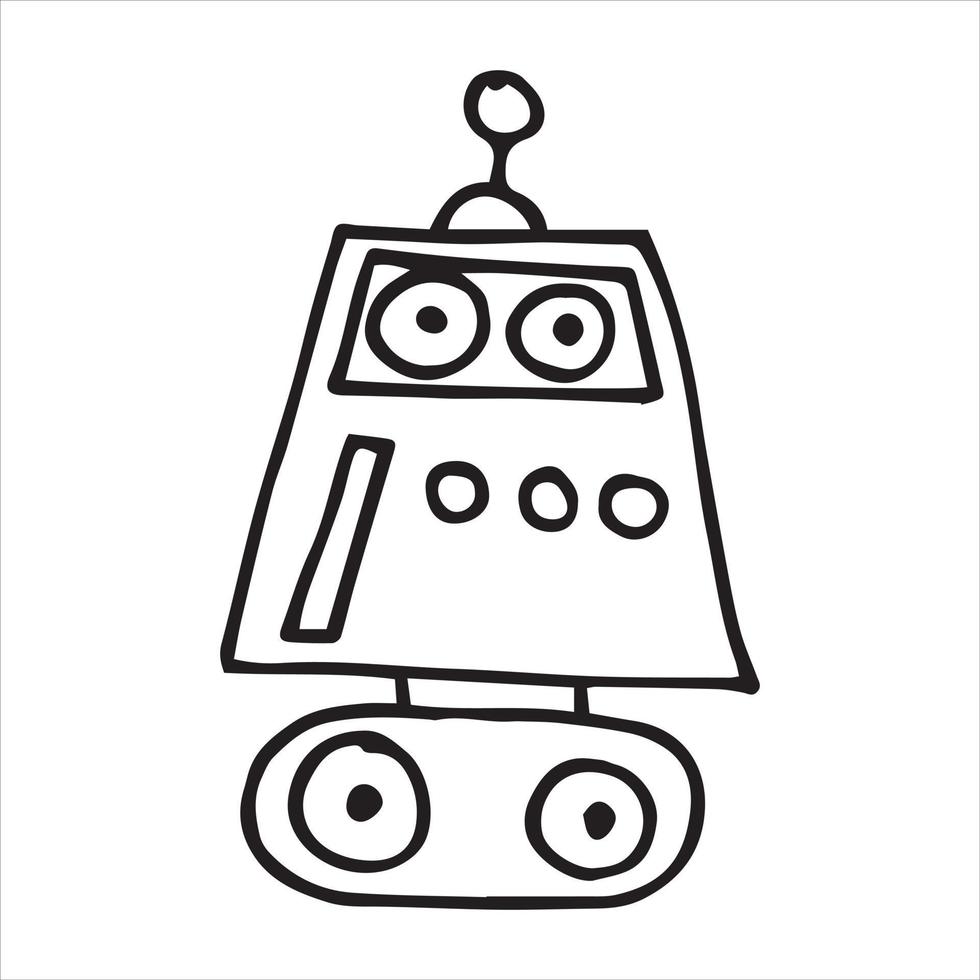 eenvoudige vectortekening in krabbelstijl. robot. schattige robot hand getekend met lijnen. grappige illustratie voor kinderen vector