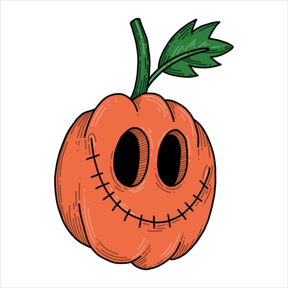 vector tekening in doodle stijl. halloween pompoen. leuke halloween-illustratie, cartoonstijl.