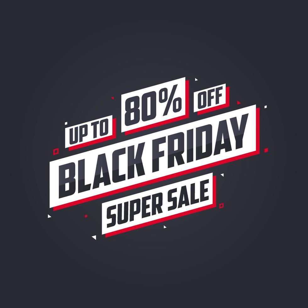 black friday sale banner of poster tot 80 korting. zwarte vrijdag verkoop 80 korting aanbieding vectorillustratie. vector