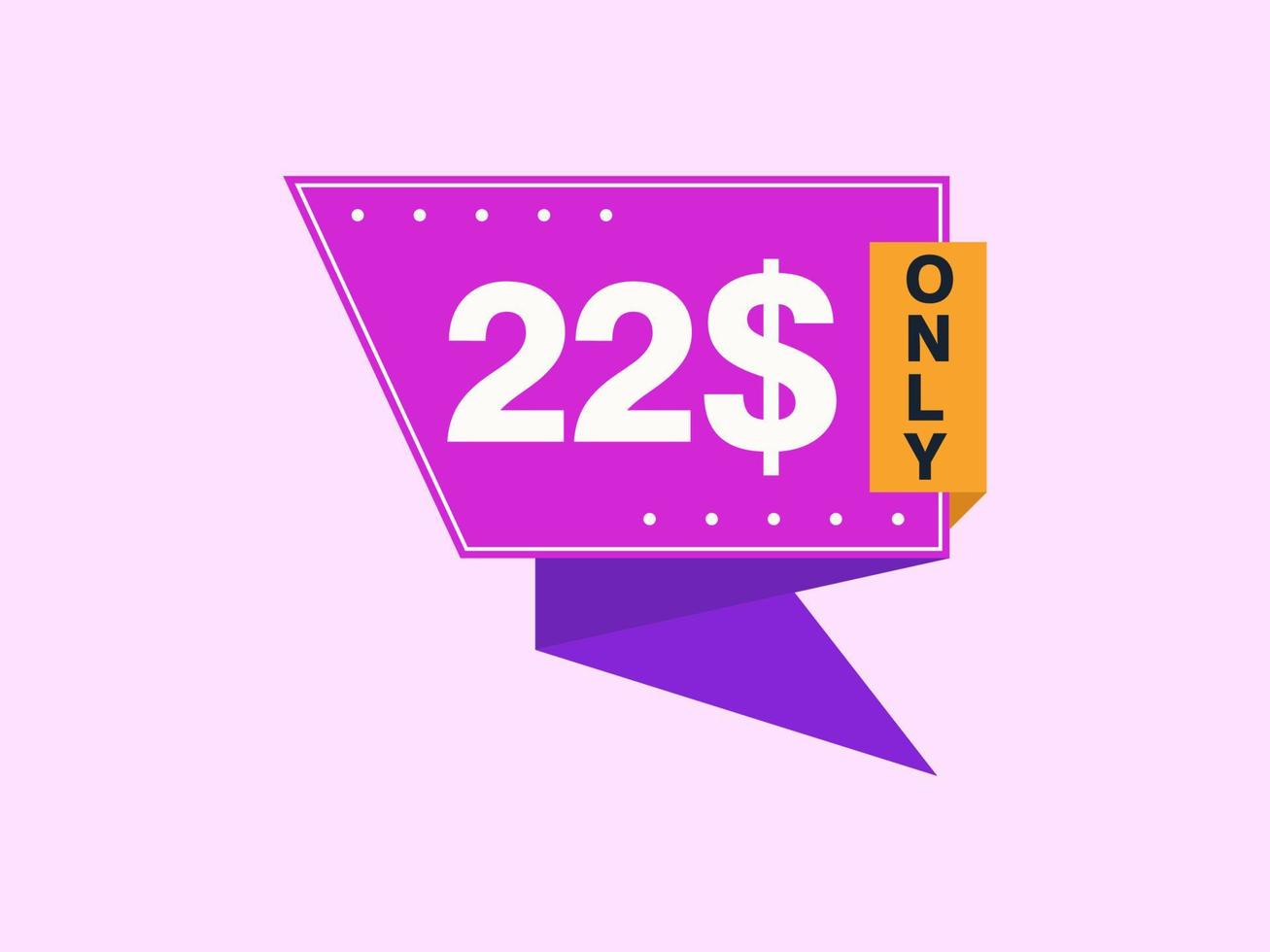 22 dollar alleen couponteken of label of kortingsbon geldbesparend label, met coupon vectorillustratie zomeraanbieding eindigt weekendvakantie vector