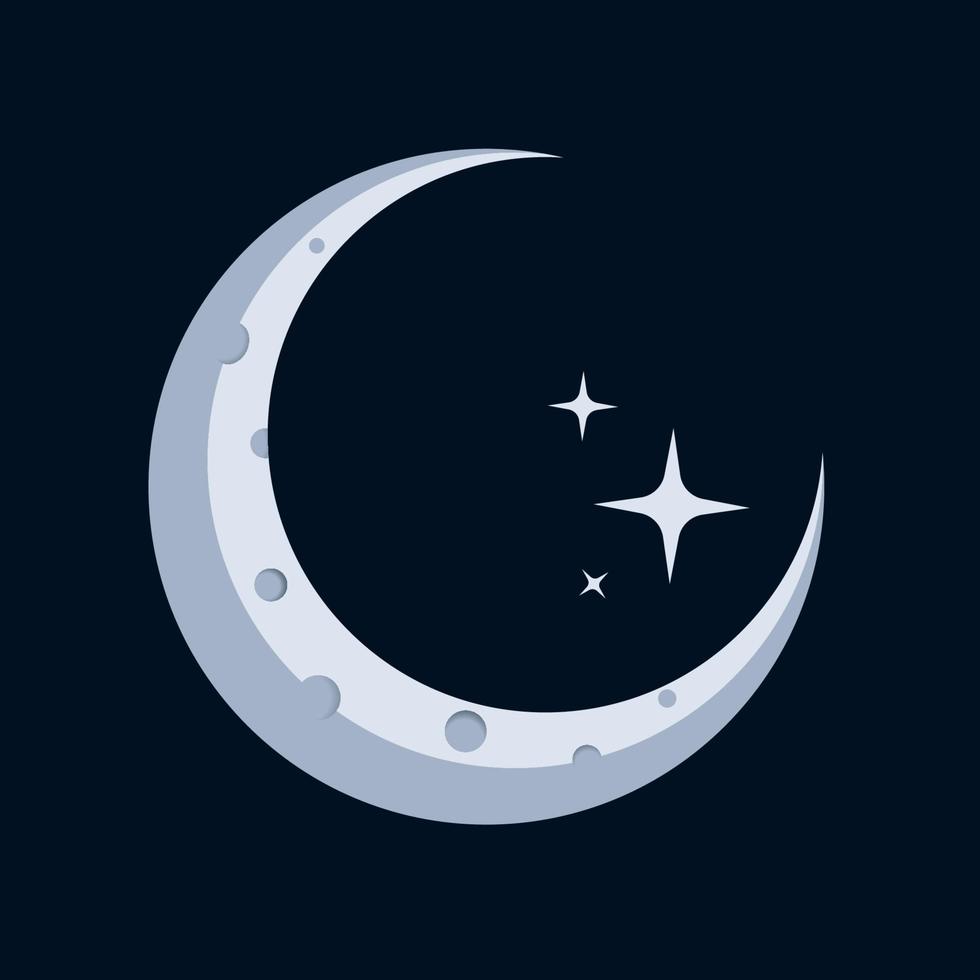 wassende maan logo afbeelding met ster vector