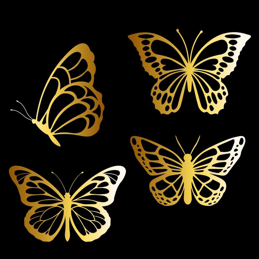 verzameling van glanzende gouden vlinder vector