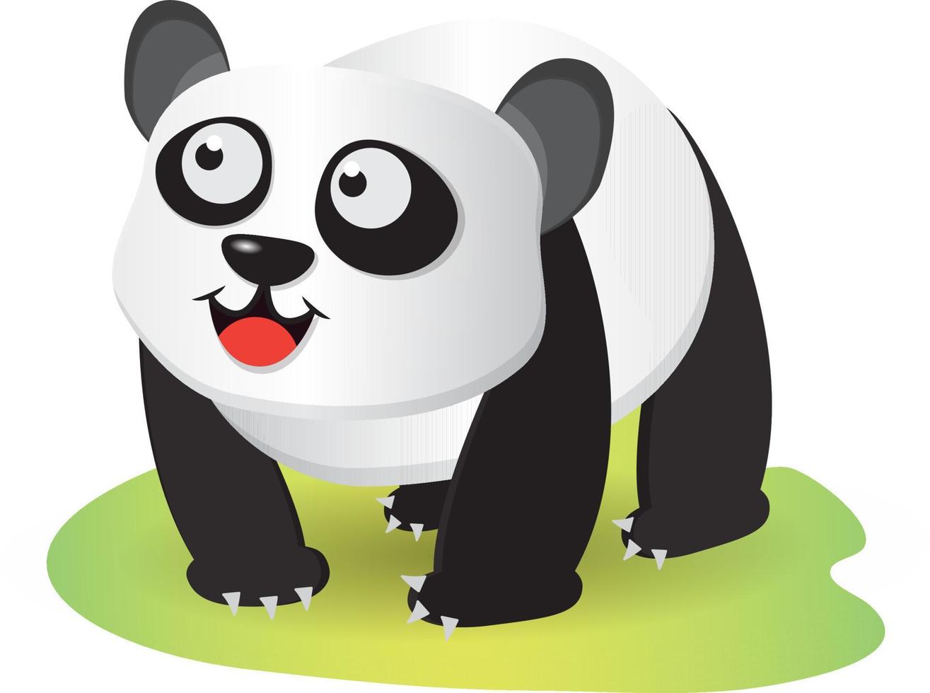 schattige panda stripfiguur op gras vector