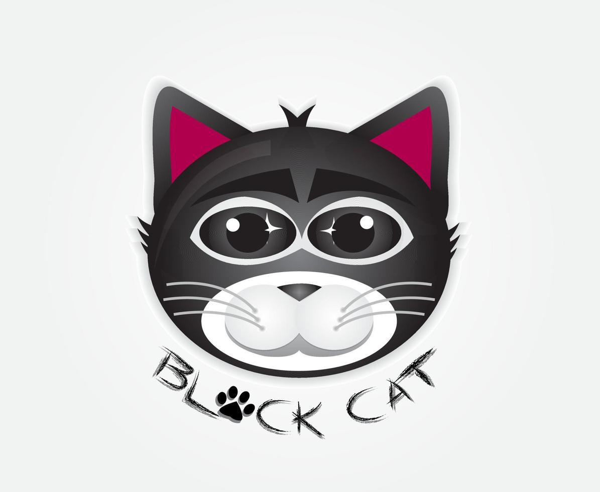 zwarte kat hoofd en tekst geïsoleerd vector