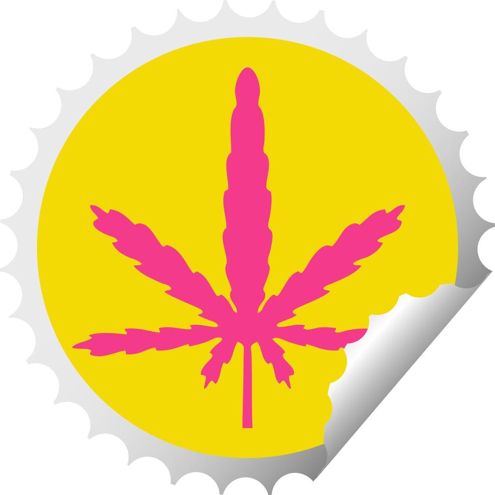 eigenzinnige circulaire peeling sticker cartoon marihuana vector