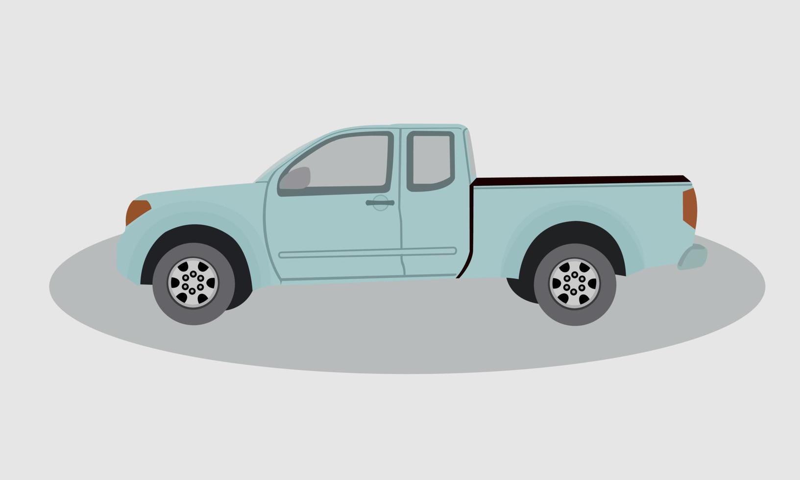 pick-up truck weergegeven: zijaanzicht. platte stijl vectorillustratie. vector