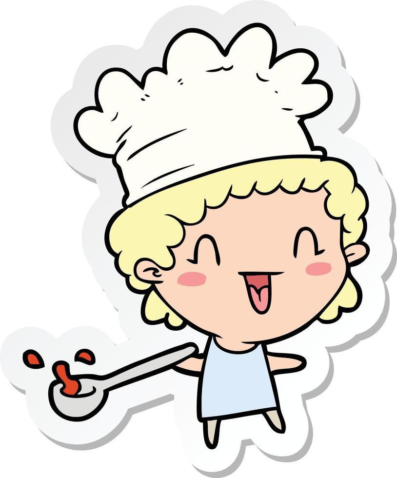 sticker van een cartoonchef vector