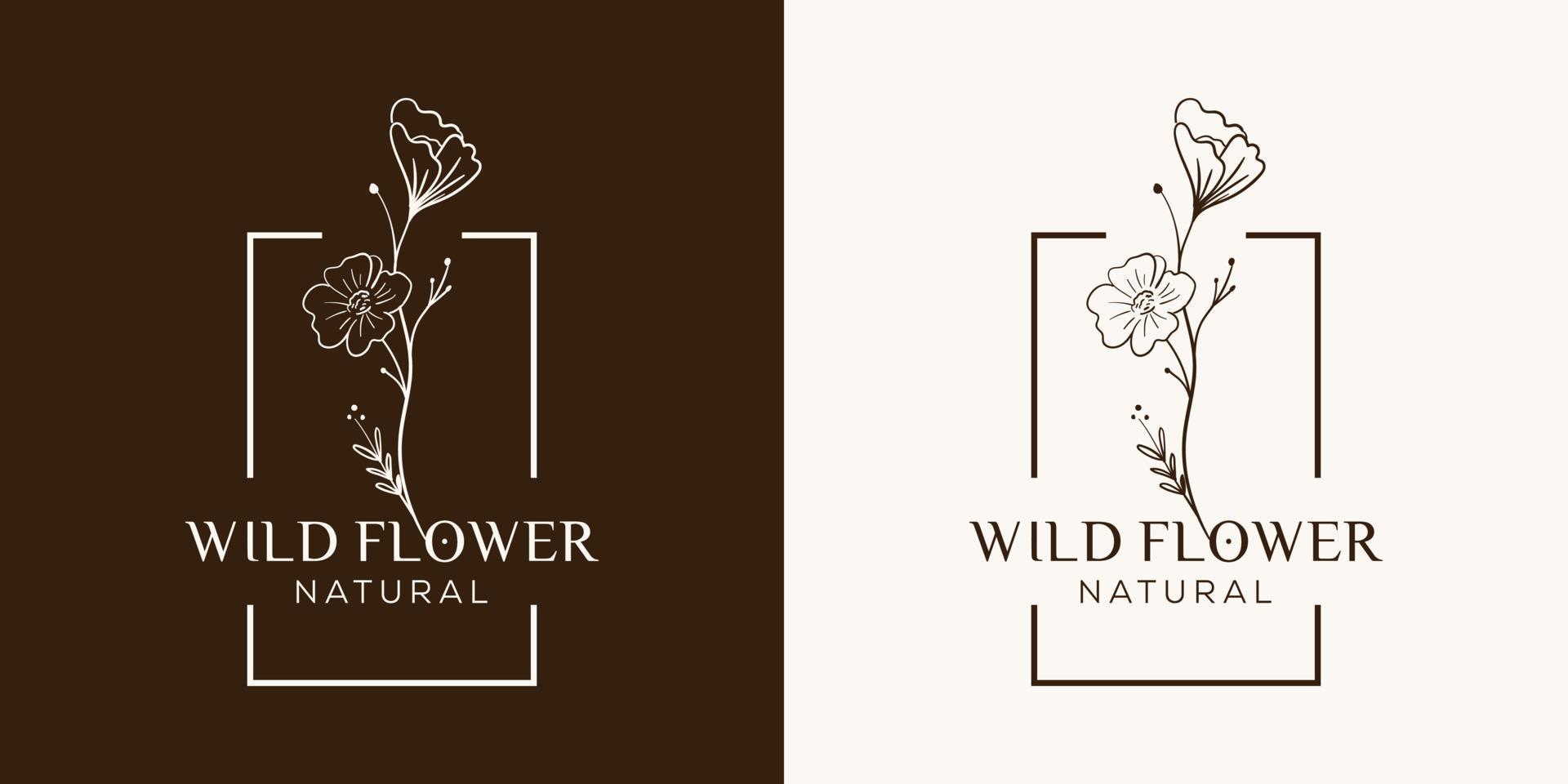 botanische bloemen element hand getekende logo met wilde bloemen en bladeren. logo voor spa en schoonheidssalon, boetiek, biologische winkel, bruiloft, floral designer, interieur, fotografie, cosmetica. vector