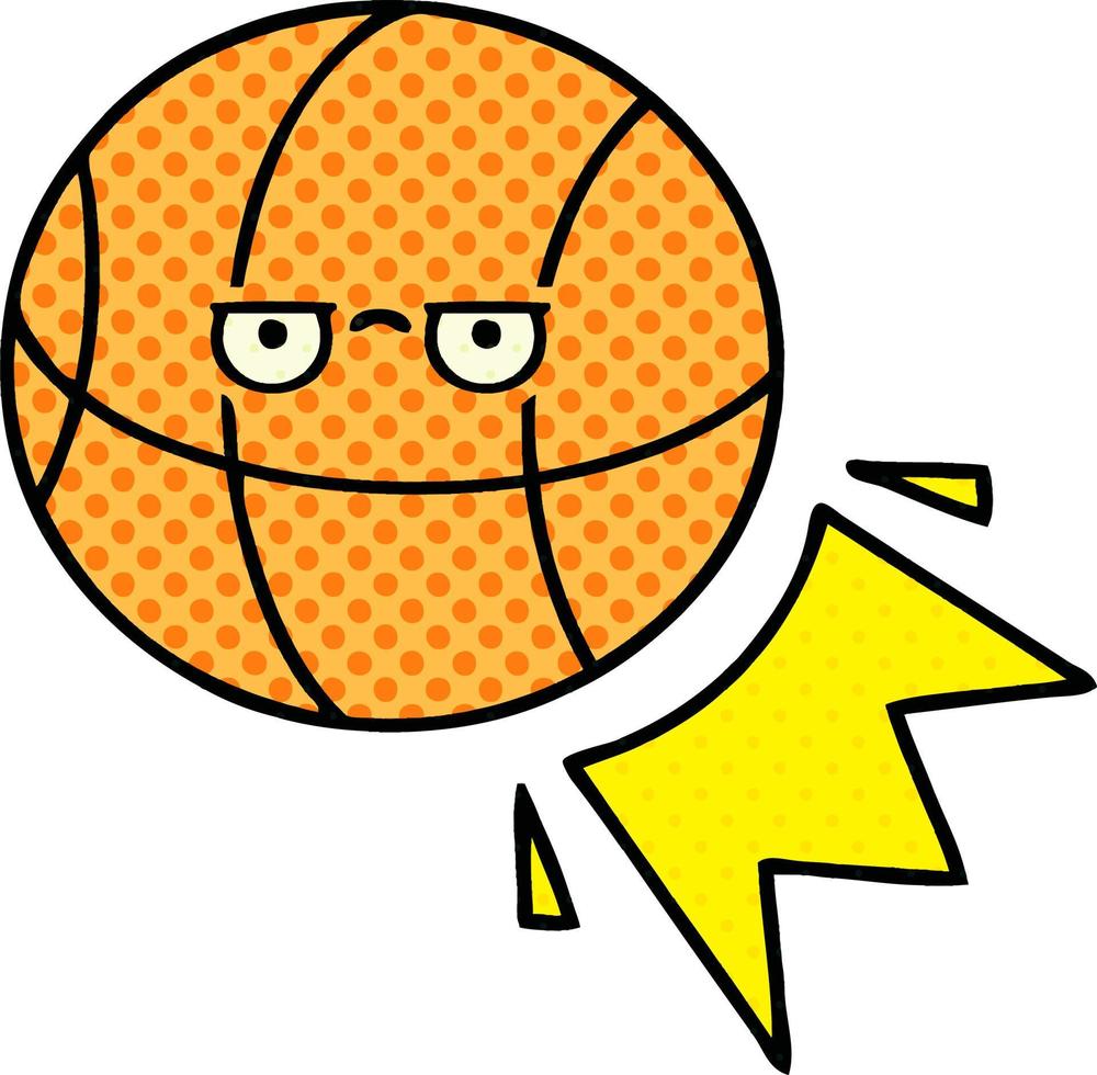 cartoon basketbal in stripboekstijl vector