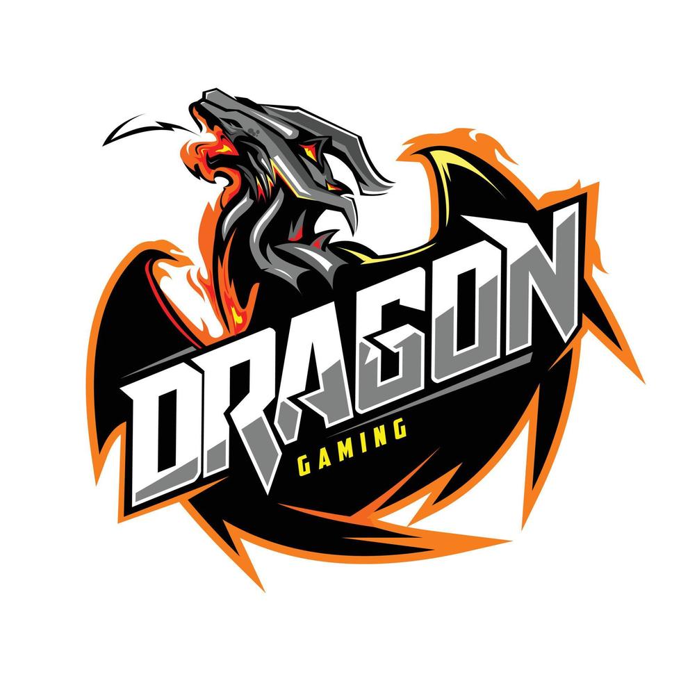draak mascotte gaming-logo vector