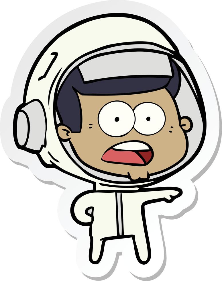 sticker van een cartoon verraste astronaut vector