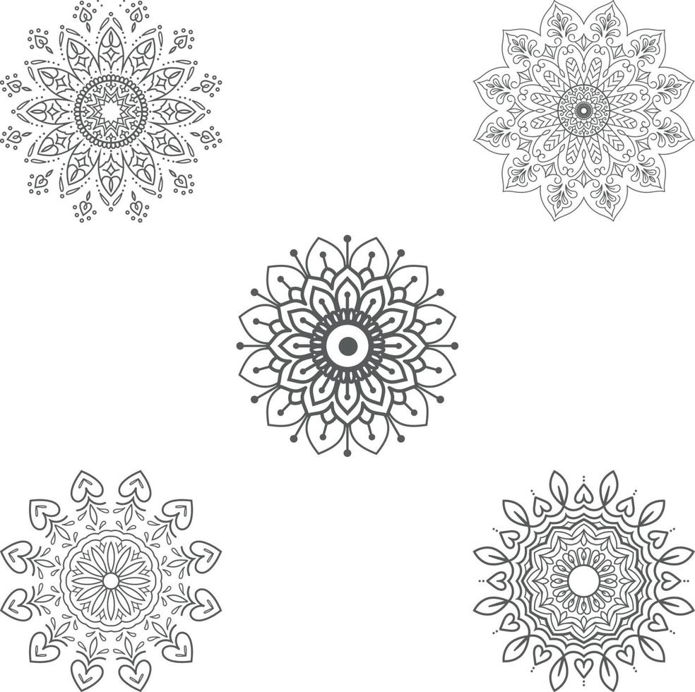 bloemen decoratieve mandala set. vector