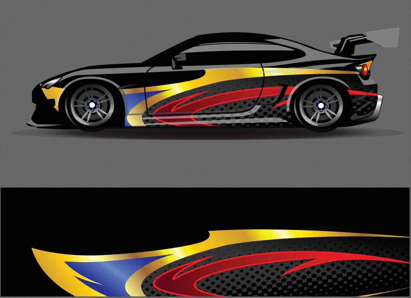 auto wrap ontwerp vector. grafische abstracte streep racen achtergrond kit ontwerpen voor wrap voertuig race auto rally avontuur en livery vector