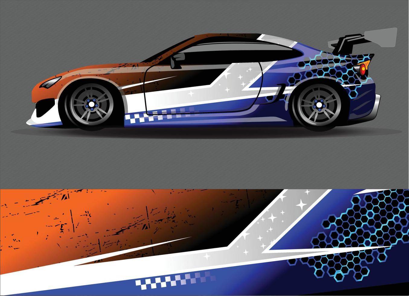 auto wrap ontwerp vector. grafische abstracte streep racen achtergrond kit ontwerpen voor wrap voertuig race auto rally avontuur en livery vector