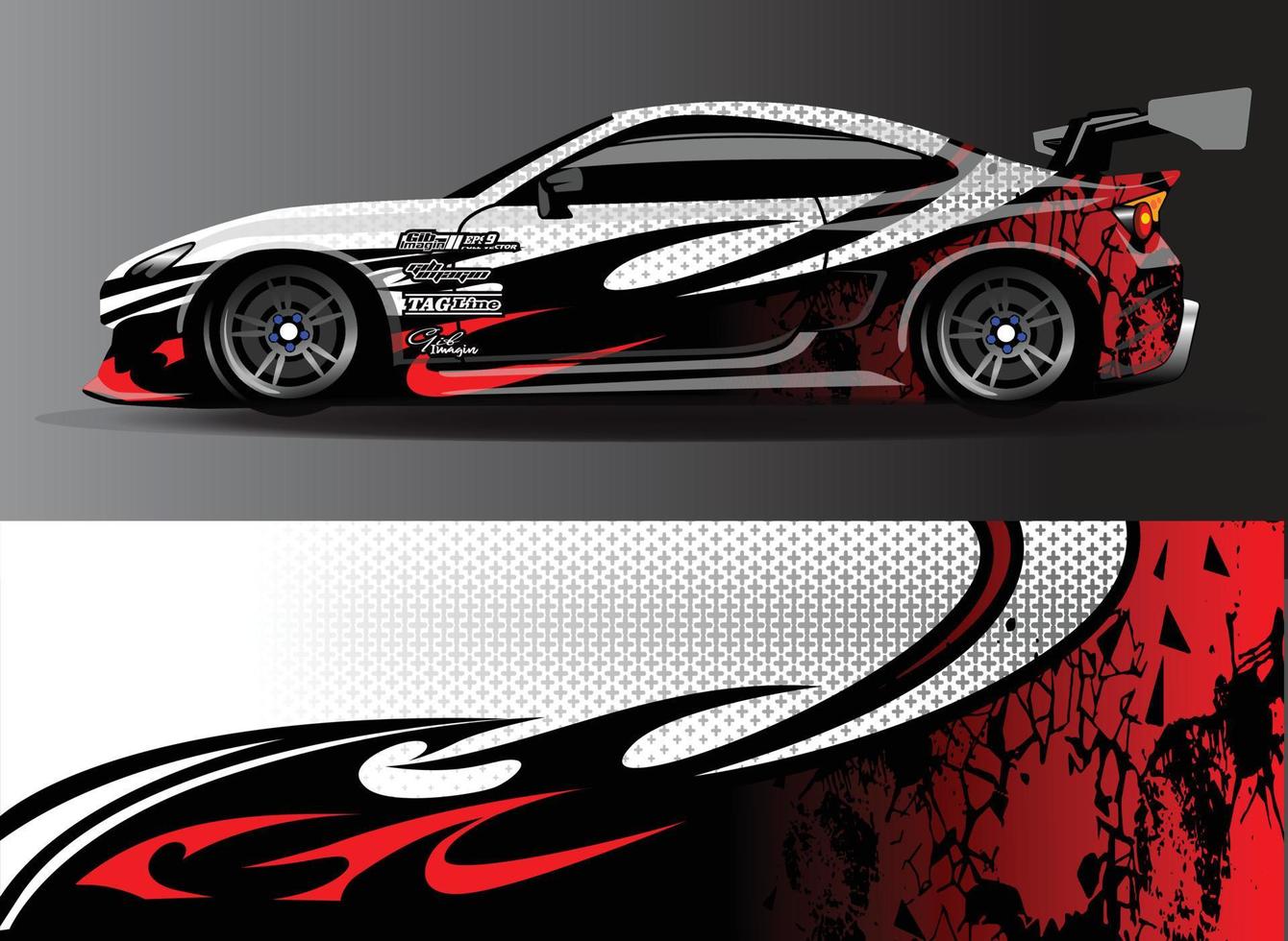 auto wrap ontwerp vector. grafische abstracte streep racen achtergrond kit ontwerpen voor wrap voertuig race auto rally avontuur en livery vector