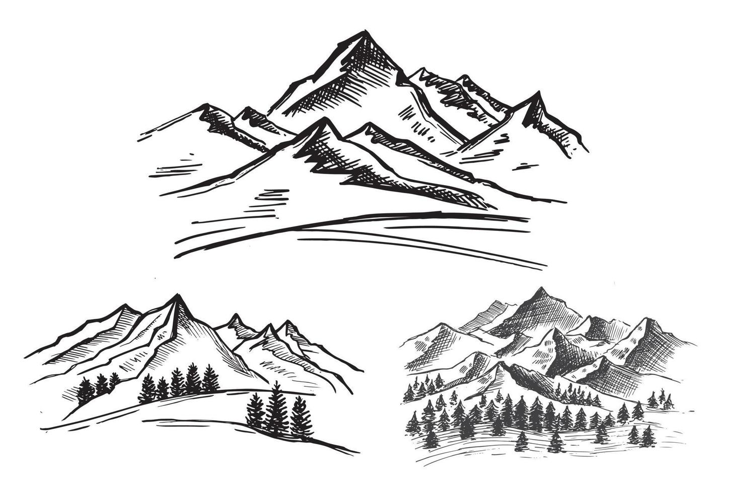 berglandschap, met de hand getekende illustratie vector