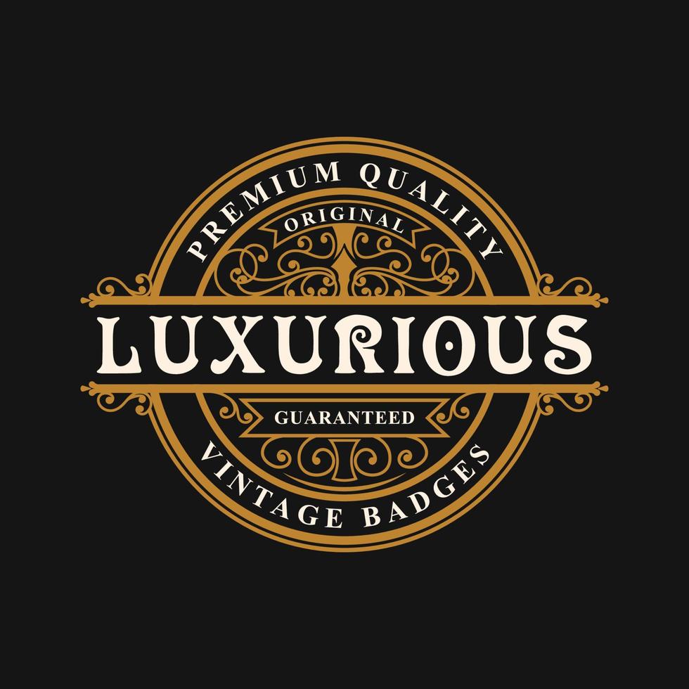 vintage luxe ornament logo vector