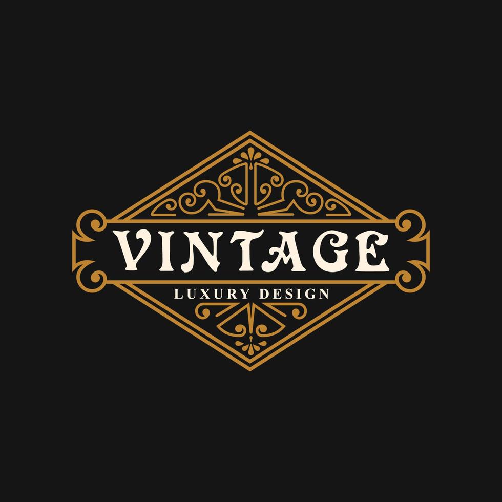 vintage luxe ornament logo vector