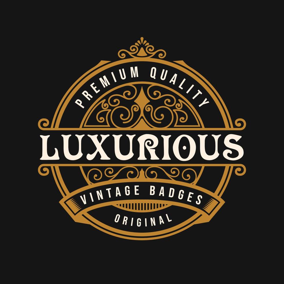 vintage luxe ornament logo vector