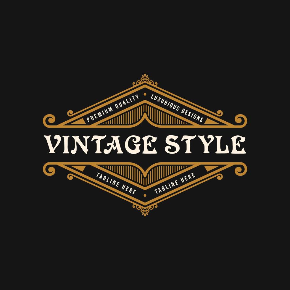 vintage luxe ornament logo vector